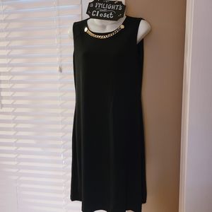 Calvin Klein Black Sleeveless Dress S Gold Rope Chain Detail